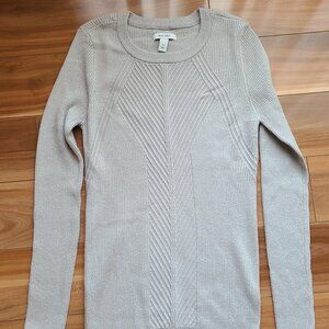 NWOT silver gray Nine West crew rib sweater shirt top metallic M kohl's